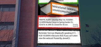 Twitter feed on spinning blocks